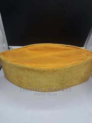 Men Velvet Yellow Kufi Hat Turkish Takke Prayer Cap