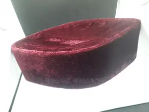 Muslim Men Velvet Red Kufi Hat Traditional Cap
