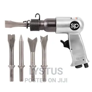7pcs 190mm Air Pneumatic Hammer Gun Kit, 1/4" NPT, 5 Chisel