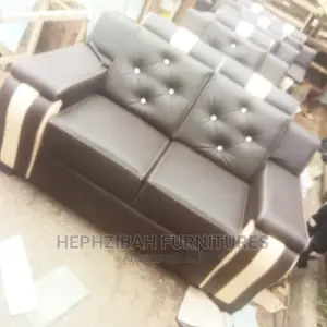 7 Seater Brown Leather Sofa