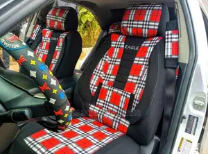 Red and Black Fabric Car Seat Cover