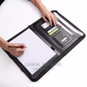 Pu Leather A4 File Folder With Calculator Briefcase Bag