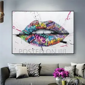 Show Teeth Lips Street Graffiti Art Canvas Print
