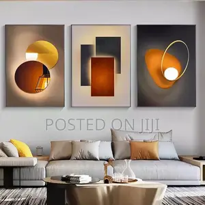 Abstract Orange Geometric Canvas Painting Posters