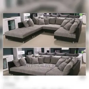 U-Shaped Fabric Sofa With Center Ottoman Can Come in Colors