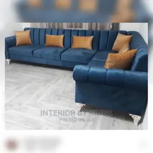 L-Shaped Fabric Sofa Can Come in Colors With Sliver Legs