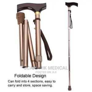 Adjustable Aluminum Walking Stick Folding Travel Cane Black