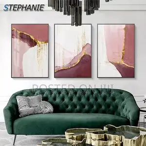 Abstract Golden Pink Canvas Painting Print