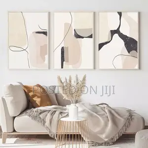 Abstract Boho Black Line Marble Texture Wall Art