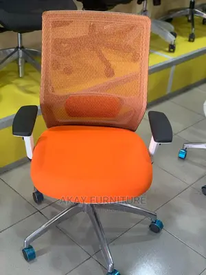 Orange Mesh Swivel Office Chair