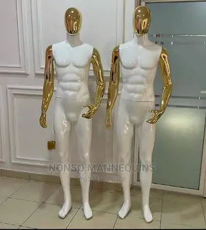 Glossy Whote Body And Gold Chrome Male Full Body Mannequin