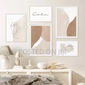 Abstract Boho Beige Terra-Cotta Geometric Line Wal Art