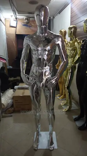 Full Body Silver Chrome Faceless Male MANNEQUIN
