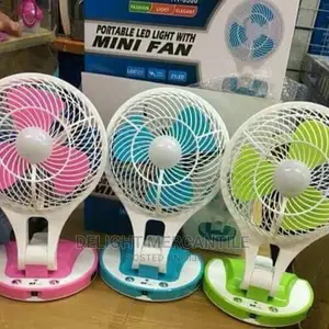 Solar and Electric Rechargeable Table Top Fan With Led Lamp