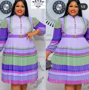 Female Pleated Stripes Dress