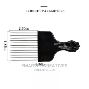 Black Fist Afro Pick Metal Wide Teeth Hair Comb