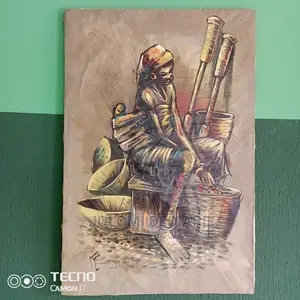 Rare Original, Signed Kwaku Adjei African Women Art