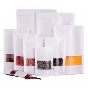 50 Pieces White Paper Kraft Ziplock Pouch 18cm X 26cm