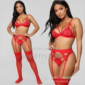 Sexy Lingerie Babydoll Lattice-Front Suspender Teddy Set