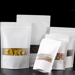 50 Pieces White Kraft Paper Ziplock Pouch 12cm X 20cm