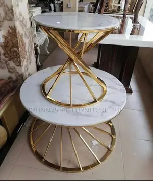 Gold Classic Center Tables With 2 Side Stools