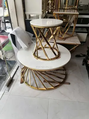 Tovic Marble Center Tables With 2 Side Stools