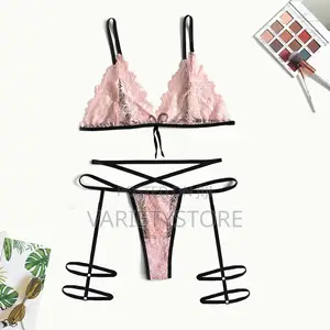 Bandage Lace Women Lingerie Set Perspective Flower Lace