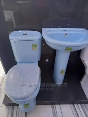 Blue Water Closets With Bold Basin.