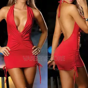 Women Sexy Deep V-Neck Backless Mini Party Dress