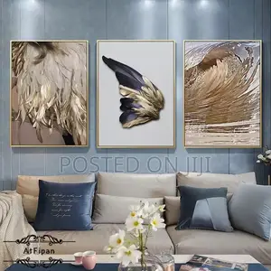 Nordic Abstract Golden Feather Posters and Prints