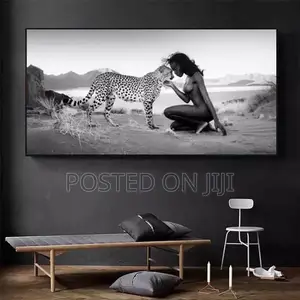 Snow Leopard and Naked Women Canvas Painting Wall Art