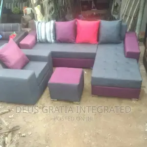 L-shape Parlour Chair Purple And Ash
