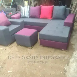 L-Shape Parlour Chair Purple and Ash