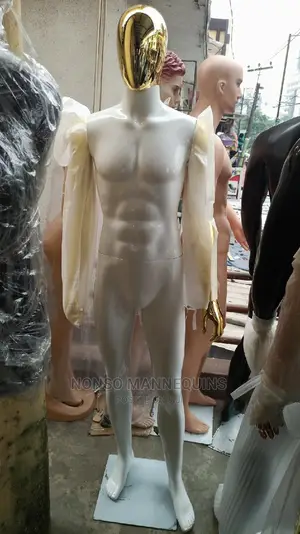 Gold and White Glossy Body Male Full Body MANNEQUIN