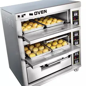 4trays ,2 Decks Industrial Gas Baking Ovens With Under Shelf