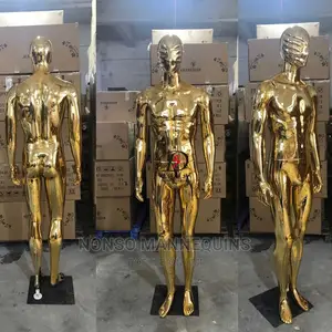 Male Gold Chrome Line Face Full Body MANNEQUINS
