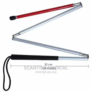 Medical Folding Blind Cane, Reflective Red
