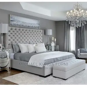 Beautiful Padded Bed With Ottoman