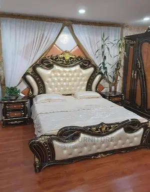 New Modern Royal Bed With Drawers and Mirror Console