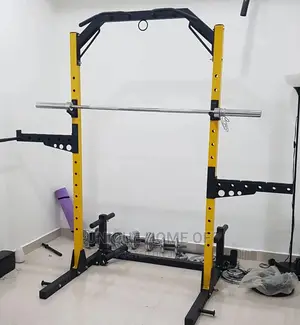 Power Squat Rack With Dip Bars, Weight Plate Holders,