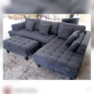 L-Shaped Fabric Sofa With Center Ottoman Made With Quality