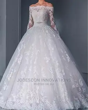 Long Sleeves Crystal Ball Gown