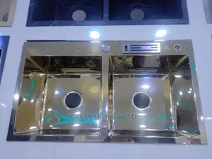 Double Bowl Mirror Gold Handmade Sink (HMD8245 D/B)