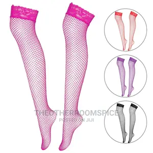 Womens Sexy Lingerie Mesh Socks Net Lace Top Thigh Pantyhose