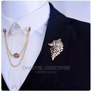 Retro Wolf Brooch Vintage Punk Collar Pins Badge Brooches