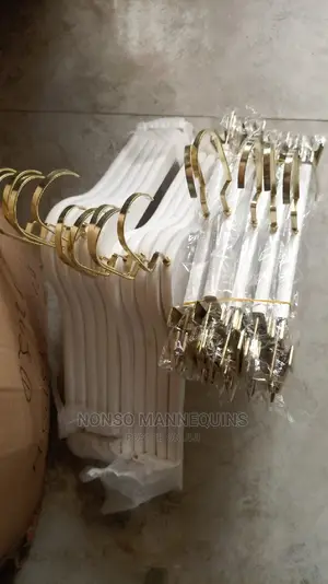 White Gold Wooden Clothes Hangers