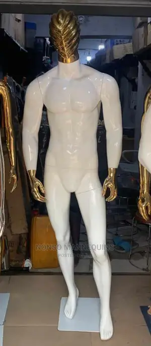 Gold Head Hands White Body Male Display Huge Mannequins