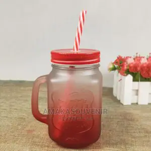 1pcs Glass Bottle Smoothie Cup With Straw