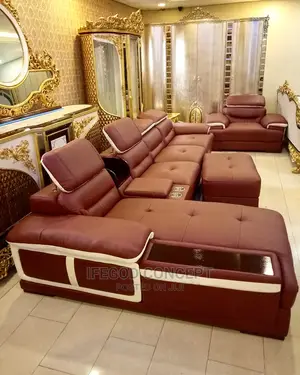 Complete L Shaped Leather Sofa.