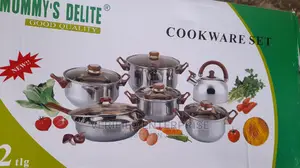 Stainless Set of Cooking Pots With Fry Pan and Kettle